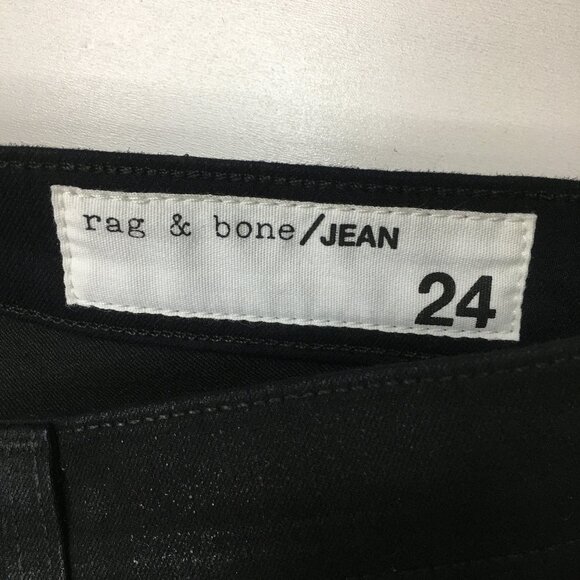 NWT RAG & BONE Black Coated Zip Pockets & Ankle Slim Fit Skinny Jeans - Picture 2 of 12